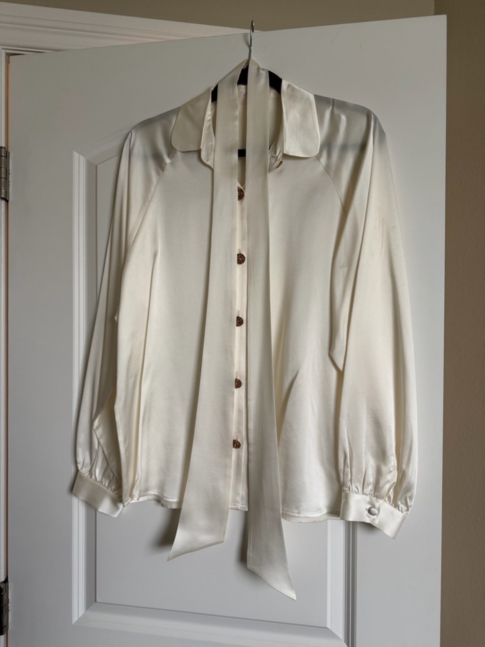 LILYSILK Silky Ivory Tie-Neck Blouse - Picture 5 of 7